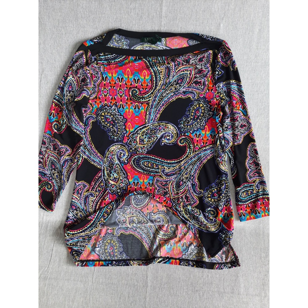 Lauren Ralph Lauren‎ Women Medium Stretch Paisley Multicolor Longsleeve Blouse